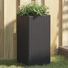 Plantenbakken van poly rattan met nonwoven zak voor buitengebruik - Zwart / 30 x 30 x 60 cm / 2 - Bloempotten &