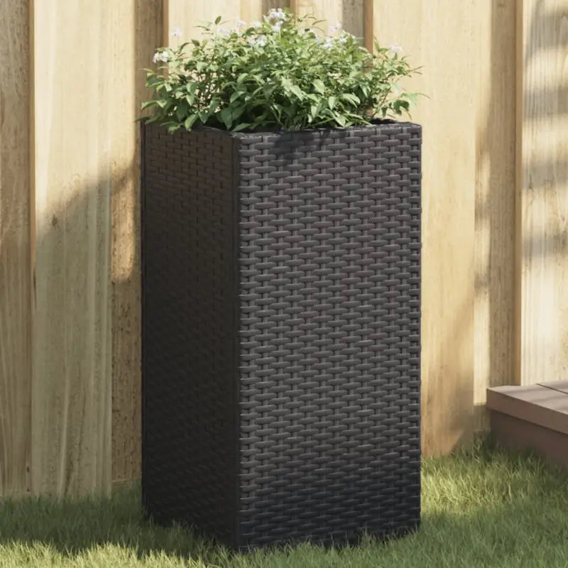 Plantenbakken van poly rattan met nonwoven zak voor buitengebruik - Zwart / 30 x 30 x 60 cm / 2 - Bloempotten &