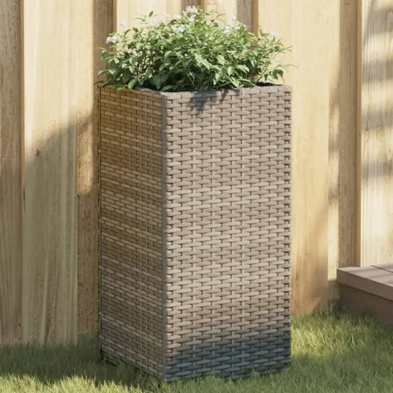 Plantenbakken van poly rattan met nonwoven zak voor buitengebruik - Grijs / 30 x 30 x 60 cm / 2 - Bloempotten &