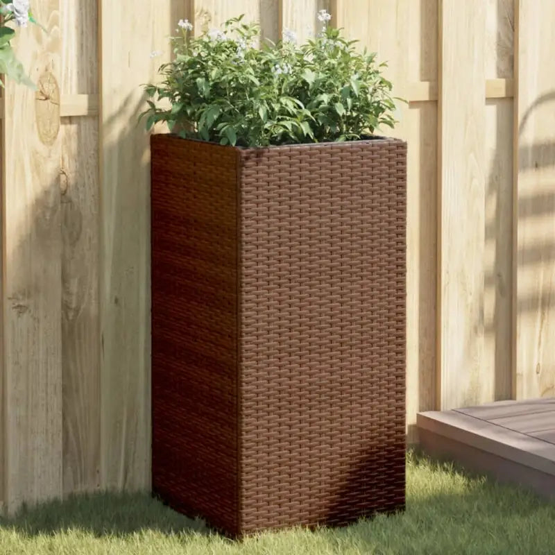 Plantenbakken van poly rattan met nonwoven zak voor buitengebruik - Bruin / 40 x 40 x 80 cm / 1 - Bloempotten &