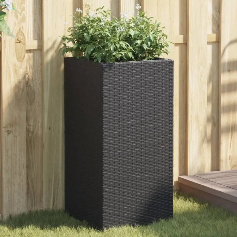 Plantenbakken van poly rattan met nonwoven zak voor buitengebruik - Zwart / 40 x 40 x 80 cm / 1 - Bloempotten &