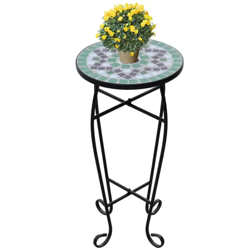 Plantenstandaard met mozaïeken tafelblad en elegante poten - Groen / 30 x 60 cm / 1 - Plantenstandaarden