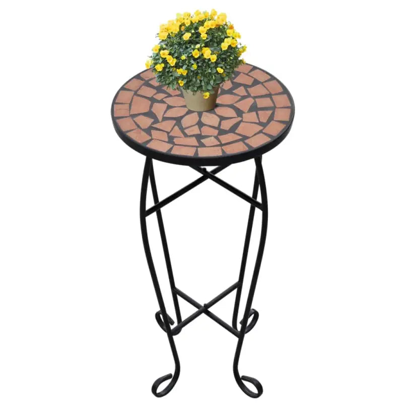 Plantenstandaard met mozaïeken tafelblad en elegante poten - Terracotta / 30 x 60 cm / 1 - Plantenstandaarden