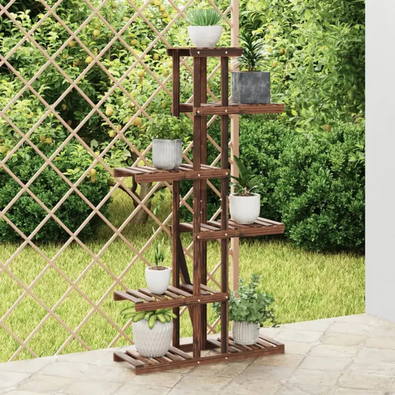 Plantenstandaard met wielen van massief vurenhout voor andere decoratieve spullen - Bruin / 75 x 25 x 140.5 cm / 1
