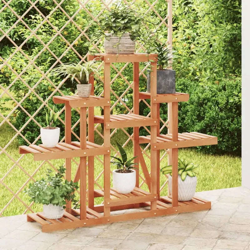 Plantenstandaard met wielen van massief vurenhout voor andere decoratieve spullen - Lichtbruin / 110 x 25 x 96 cm / 1