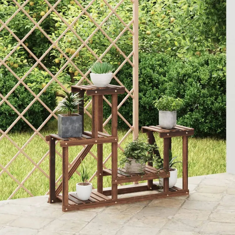 Plantenstandaard met wielen van massief vurenhout voor andere decoratieve spullen - Bruin / 90 x 25 x 73.5 cm / 1