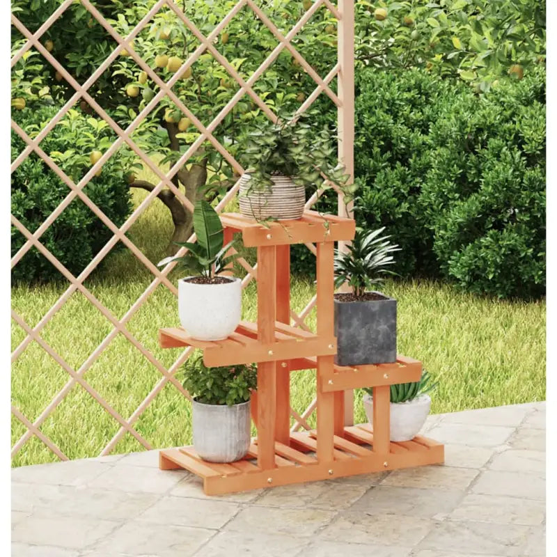 Plantenstandaard met wielen van massief vurenhout voor andere decoratieve spullen - Lichtbruin / 58 x 25 x 51 cm / 1