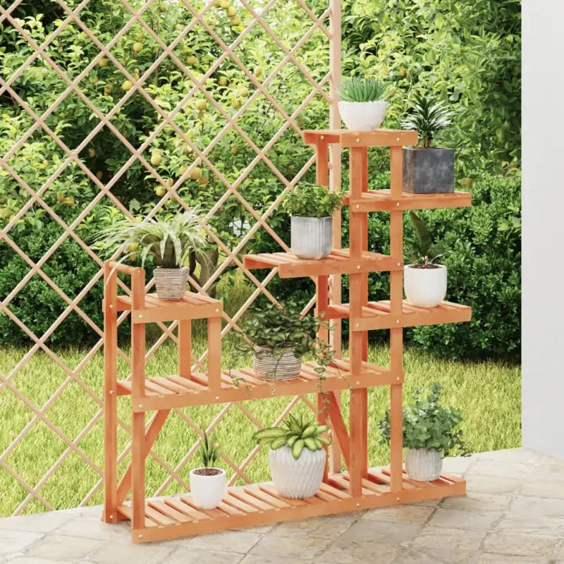 Plantenstandaard met wielen van massief vurenhout voor andere decoratieve spullen - Lichtbruin / 110 x 25 x 111 cm / 1