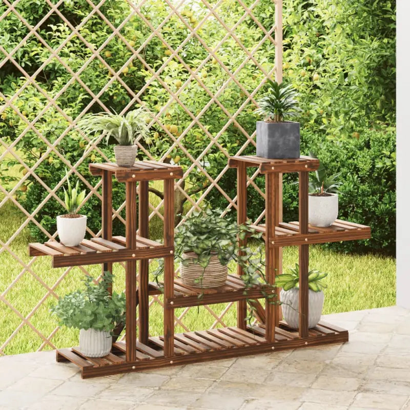Plantenstandaard met wielen van massief vurenhout voor andere decoratieve spullen - Bruin / 110 x 25 x 73 cm / 1