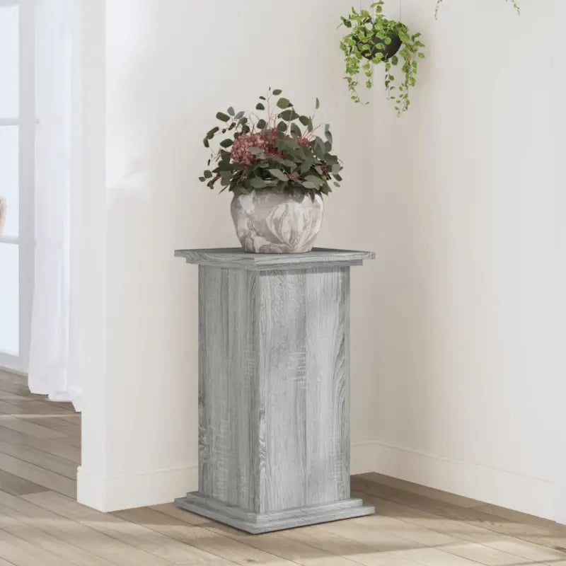 Plantenstandaard van bewerkt hout voor eenvoudig schoon en stabiel tentoonstellen - Grijs sonoma / 33 x 33 x 60 cm / 1
