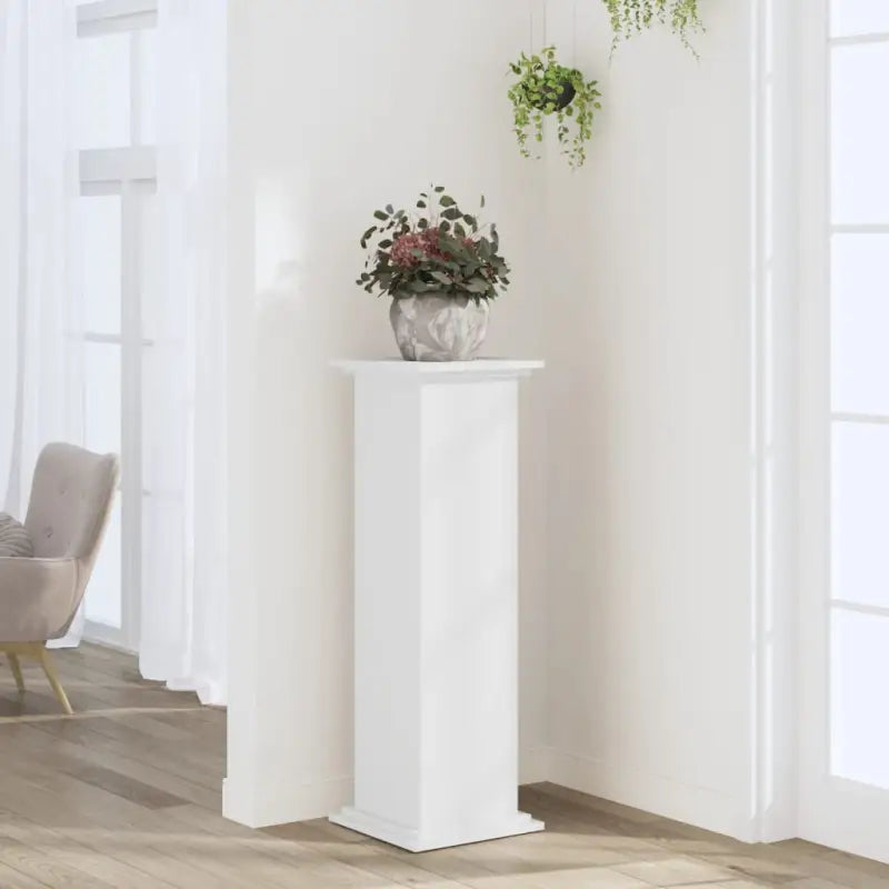 Plantenstandaard van bewerkt hout voor eenvoudig schoon en stabiel tentoonstellen - Wit / 33 x 33 x 100 cm / 1