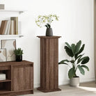 Plantenstandaarden van bewerkt hout in gerookt eiken met opbergruimte - bruin eikenkleur / 31 x 30 x 90 cm / 1