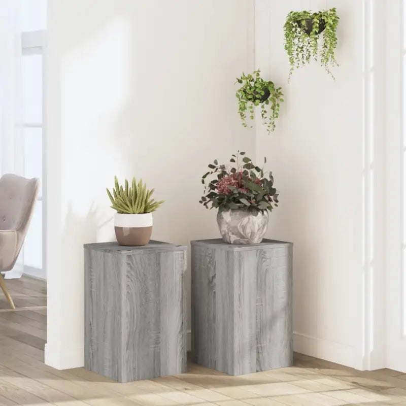 Plantenstandaarden van bewerkt hout voor planten en andere decoraties - Grijs sonoma / 30 x 30 x 50 cm / 2