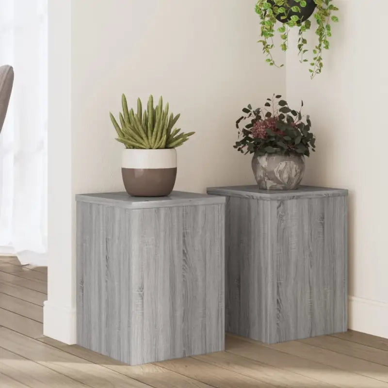 Plantenstandaarden van bewerkt hout voor planten en andere decoraties - Grijs sonoma / 25 x 25 x 35 cm / 2