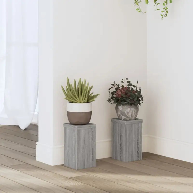 Plantenstandaarden van bewerkt hout voor planten en andere decoraties - Grijs sonoma / 10 x 10 x 18 cm / 2