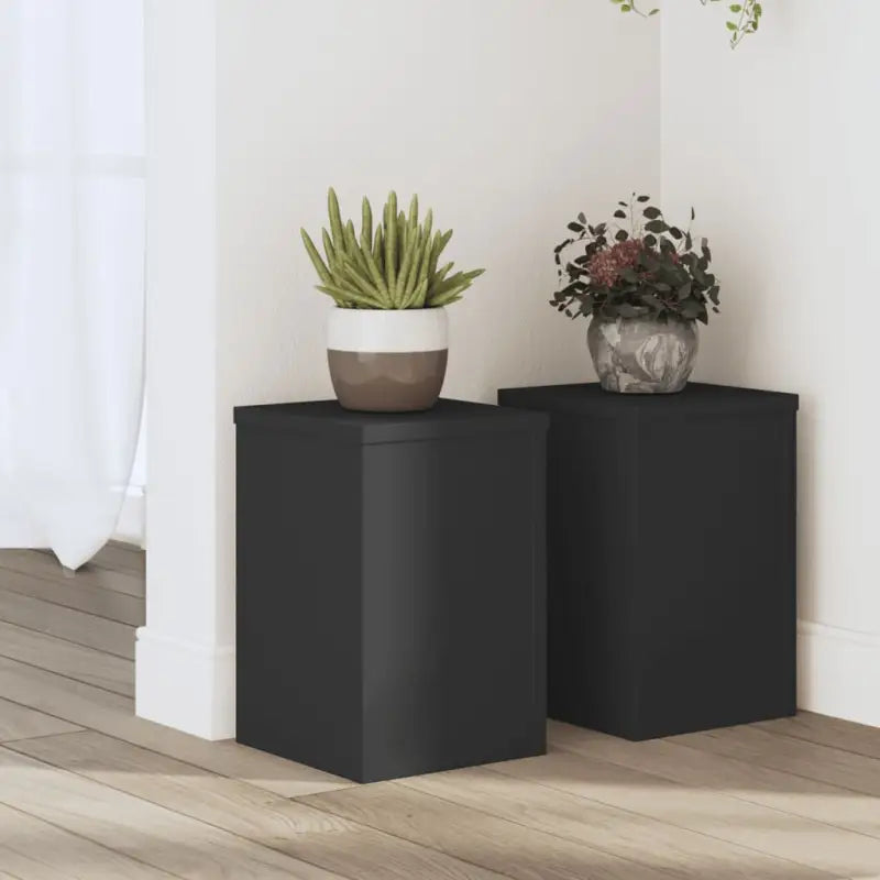 Plantenstandaarden van bewerkt hout voor planten en andere decoraties - Zwart / 20 x 20 x 30 cm / 2 - Plantenstandaarden