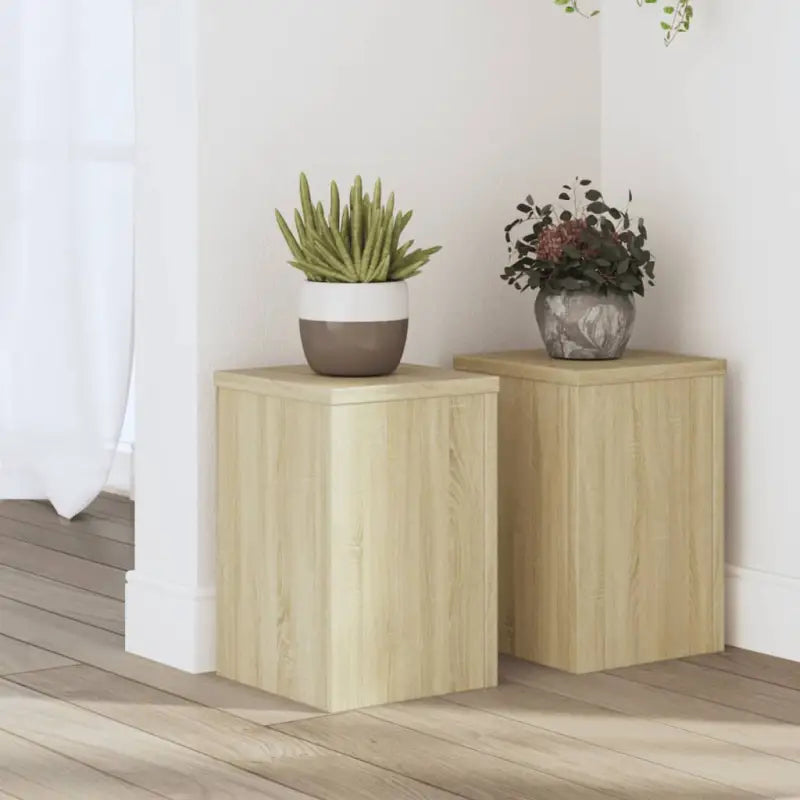 Plantenstandaarden van bewerkt hout voor planten en andere decoraties - Sonoma eiken / 20 x 20 x 30 cm / 2