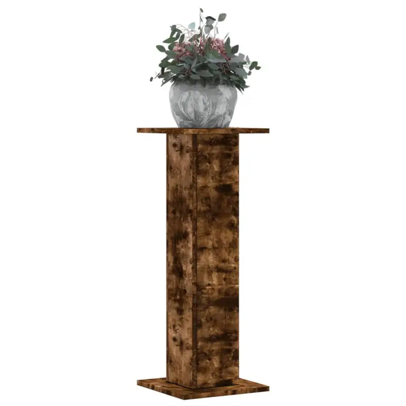Plantenstandaarden van bewerkt hout voor stijlvolle plantpresentaties - Gerookt eiken / 30 x 30 x 80 cm / 1