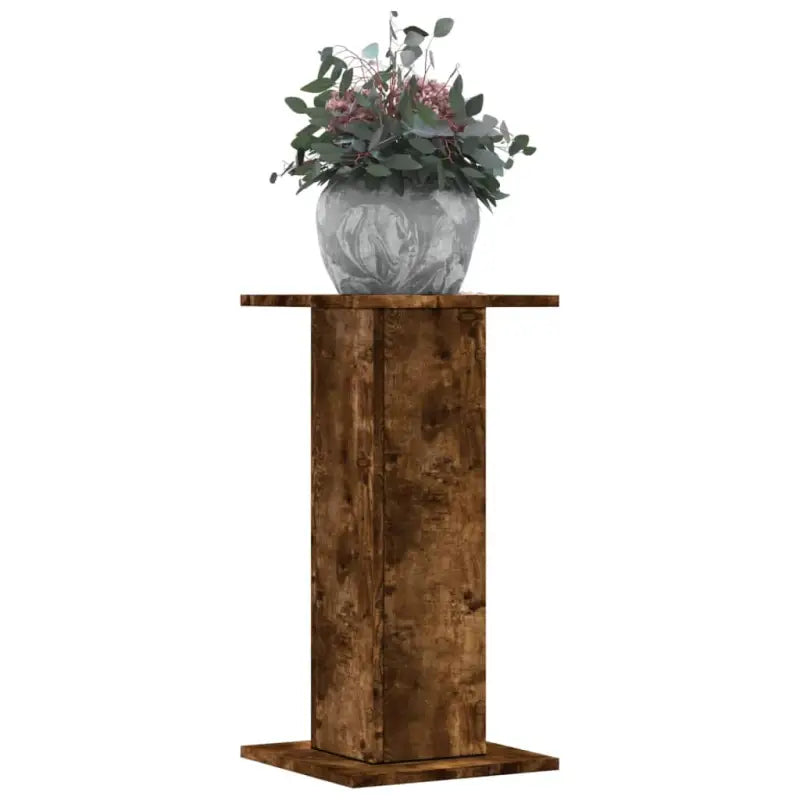 Plantenstandaarden van bewerkt hout voor stijlvolle plantpresentaties - Gerookt eiken / 30 x 30 x 60 cm / 1