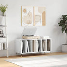 Platenkast met stevige blad en ijzeren poten van bewerkt hout - Hoogglans wit / 1 - Cd- & dvd-kasten