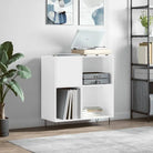 Platenkast met stevige blad en ijzeren poten van bewerkt hout - Hoogglans wit / 1 - Cd- & dvd-kasten