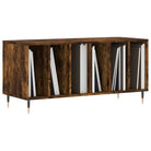 Platenkast met stevige blad en ijzeren poten van bewerkt hout - Cd- & dvd-kasten