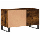 Platenkast met stevige blad en ijzeren poten van bewerkt hout - Cd- & dvd-kasten