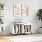 Platenkast met stevige blad en ijzeren poten van bewerkt hout - Wit / 1 - Cd- & dvd-kasten