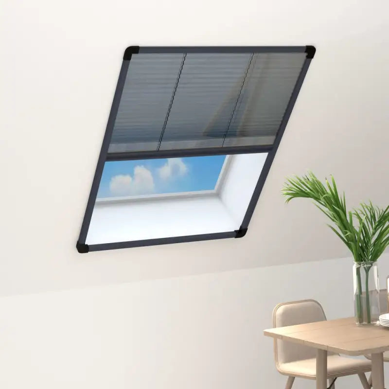 Plissé Raamhorren met Aluminium Frame voor Dakramen Veiliger en Frisser - Antraciet / 60 x 80 cm - Raamhorren