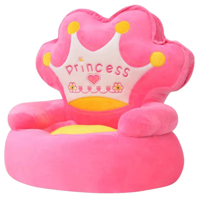 Pluche Kinderstoel met Kroonborduursels voor Speelkamer of Slaapkamer - Prinses - Kinderstoelen