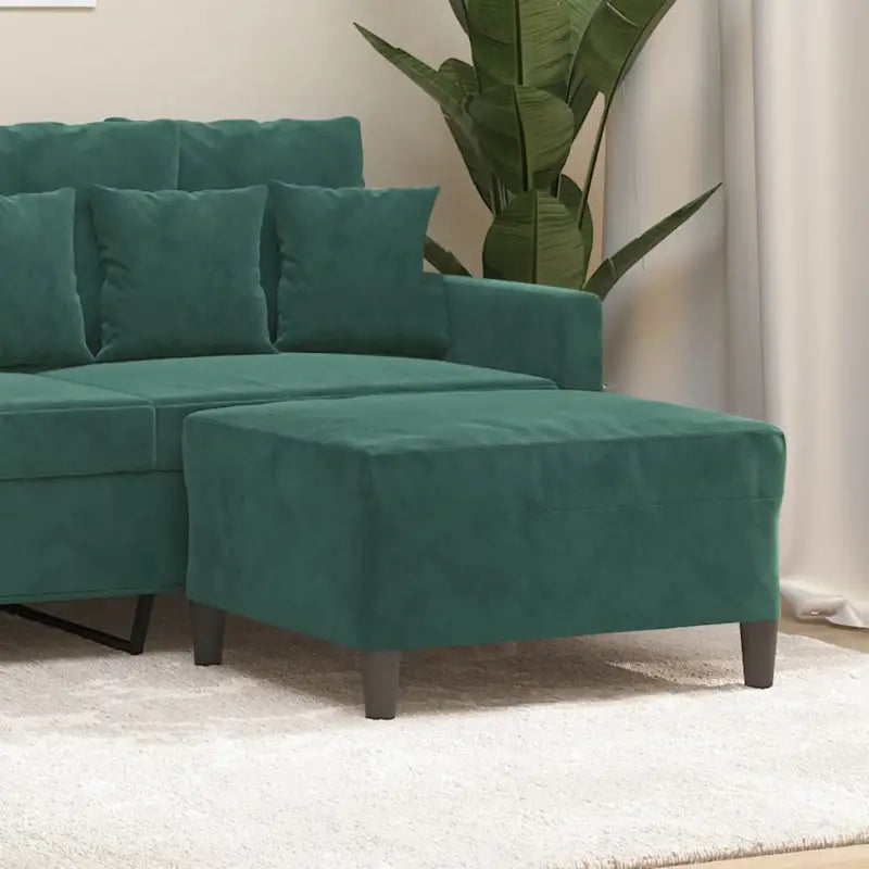 Poefs Comfortabele Fluwelen Voetenbank voor een Modern Interieur - Donkergroen / 70 x 55 x 41 cm / 1 - Poefs