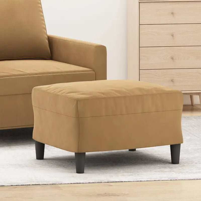Poefs Comfortabele Fluwelen Voetenbank voor een Modern Interieur - Bruin / 60 x 50 x 41 cm / 1 - Poefs