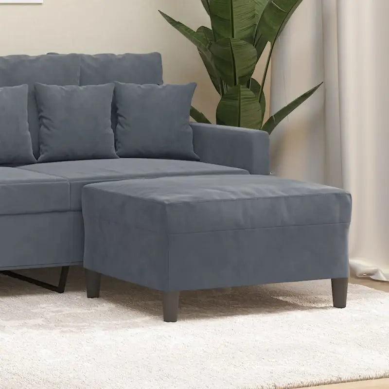 Poefs Comfortabele Fluwelen Voetenbank voor een Modern Interieur - Donkergrijs / 70 x 55 x 41 cm / 1 - Poefs