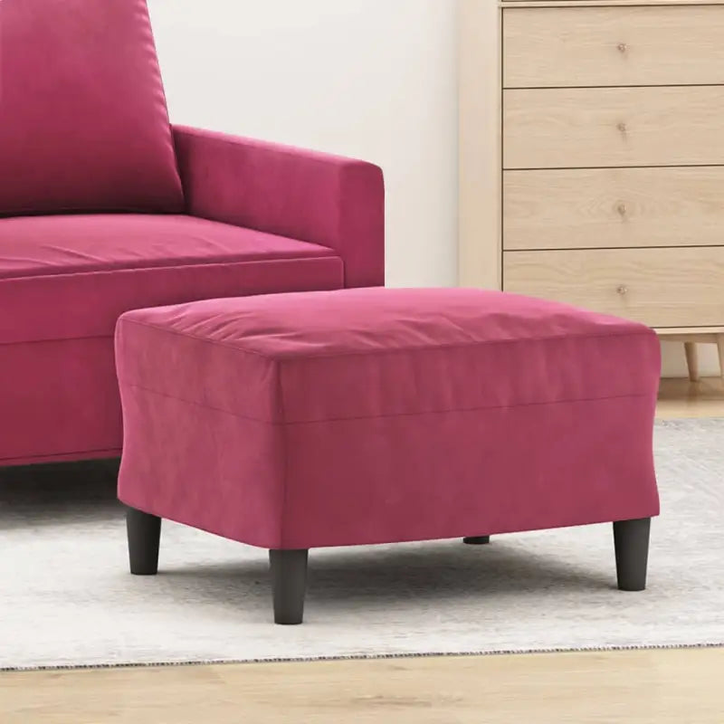 Poefs Comfortabele Fluwelen Voetenbank voor een Modern Interieur - Wijnrood / 60 x 50 x 41 cm / 1 - Poefs