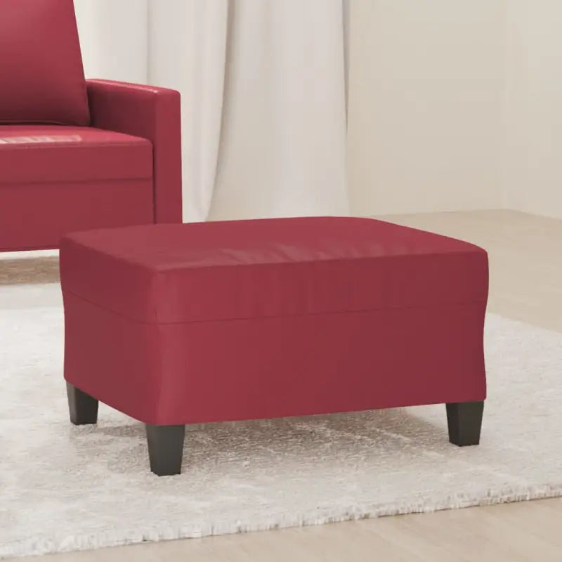 Poefs Comfortabele voetenbank met duurzaam kunstleer - Wijnrood / 70 x 55 x 41 cm / 1 - Poefs