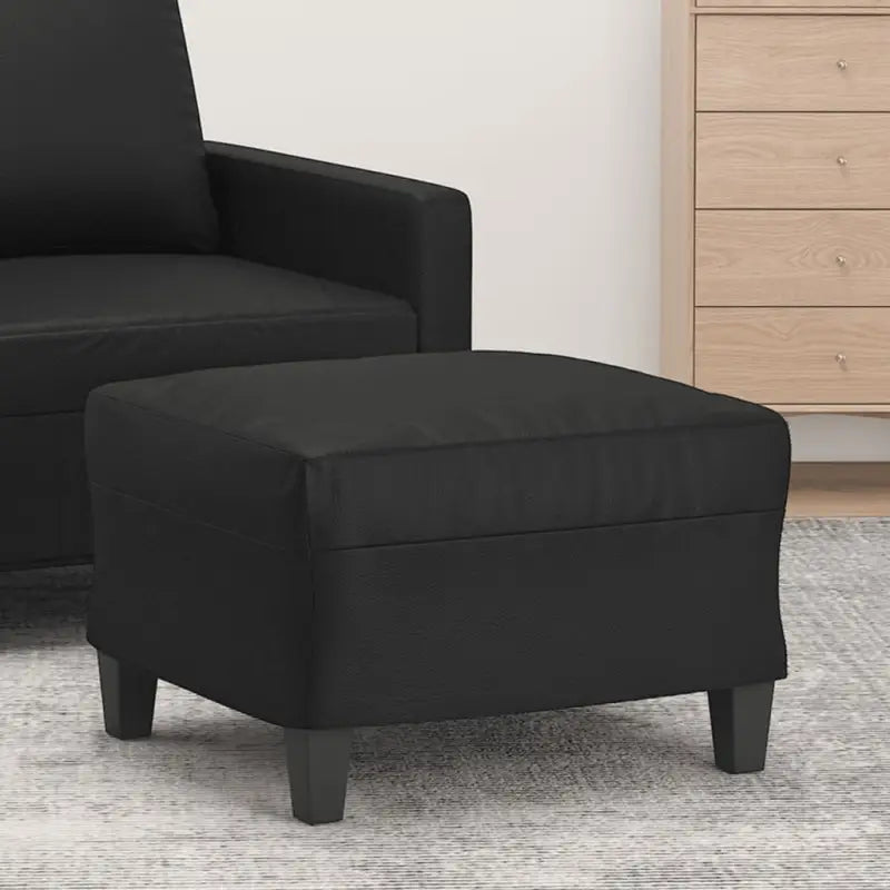 Poefs Comfortabele voetenbank met duurzaam kunstleer - Zwart / 60 x 50 x 41 cm / 1 - Poefs