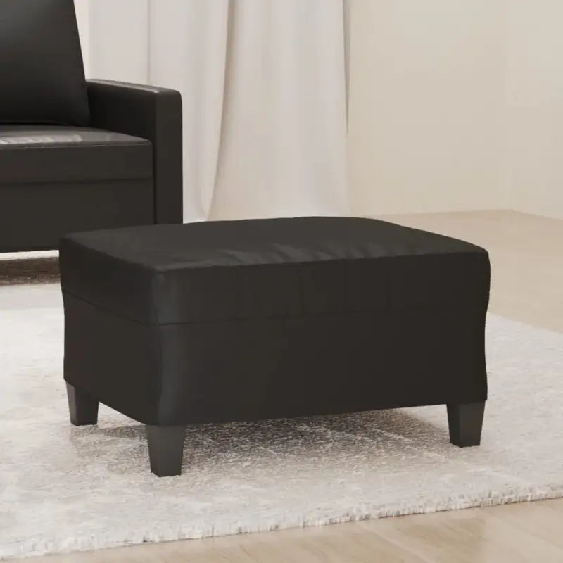 Poefs Comfortabele voetenbank met duurzaam kunstleer - Zwart / 70 x 55 x 41 cm / 1 - Poefs