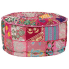 Poefs met Patchwork Ontwerp en Prachtige Borduursels in Vintage Stijl - Poefs