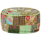 Poefs met Patchwork Ontwerp en Prachtige Borduursels in Vintage Stijl - Groen / 1 - Poefs