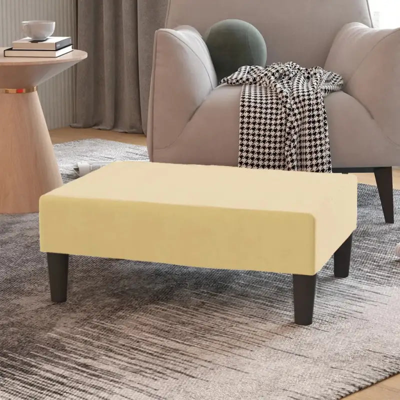 Poefs voetenbank met fluweel voor een stijlvolle woonkamer - Crème / 1 - Poefs