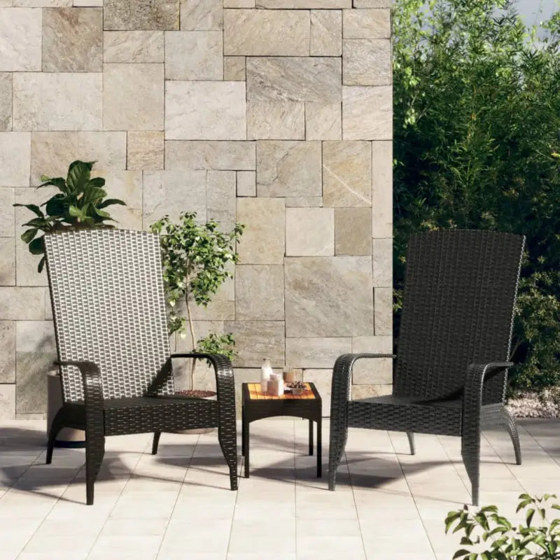 Poly Rattan Adirondack Tuinstoelen met lichtgewicht constructie voor ultiem comfort - Zwart / 1 - Tuinstoelen