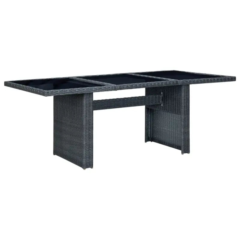 Poly rattan buitentafel met gehard glas voor een moderne buitenruimte - Donkergrijs en zwart / 1 - Tuintafels