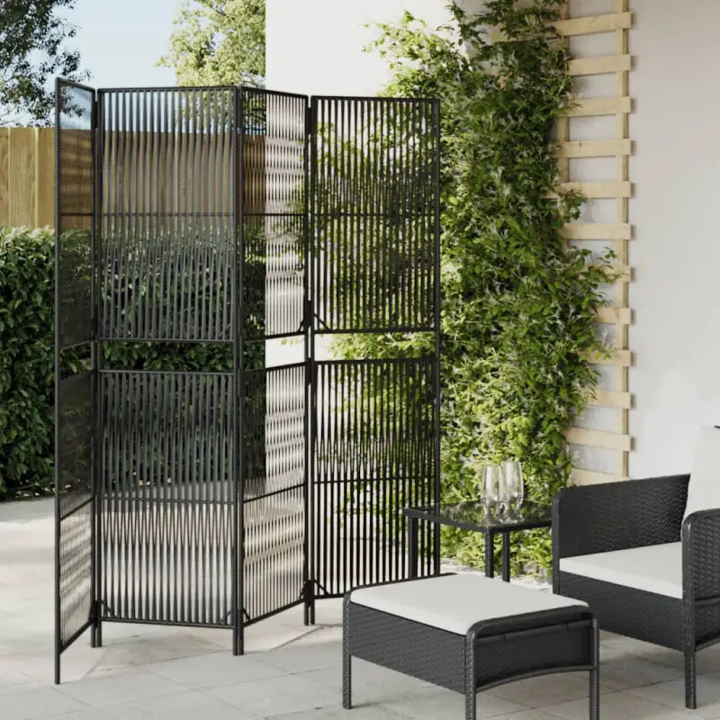 Poly rattan kamerscherm met gegalvaniseerde scharnieren en gemakkelijk schoon - Zwart / 196 x 180 cm / Lijngeweven
