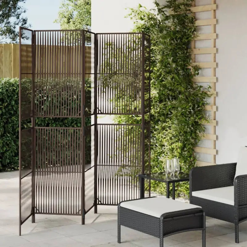 Poly rattan kamerscherm met gegalvaniseerde scharnieren en gemakkelijk schoon - Bruin / 245 x 180 cm / Lijngeweven