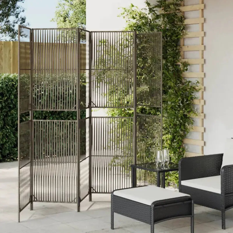 Poly rattan kamerscherm met gegalvaniseerde scharnieren en gemakkelijk schoon - Grijs / 294 x 180 cm / Lijngeweven