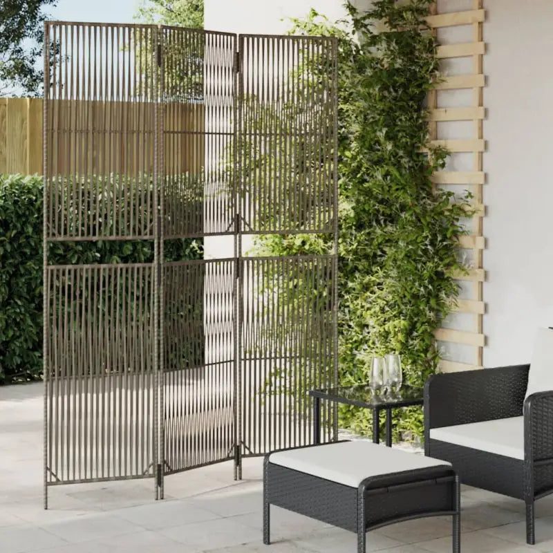 Poly rattan kamerscherm met gegalvaniseerde scharnieren en gemakkelijk schoon - Grijs / 147 x 200 cm / Lijngeweven
