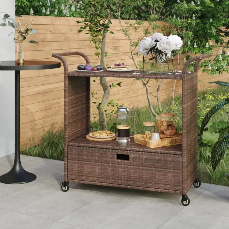 Poly Rattan Keukentrolley voor keukengerei en gerechten - Keukentrolleys