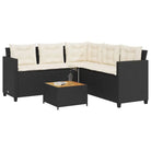 Poly rattan L-vorm tuinbank voor een comfortabele zitervaring - Zwart / Hout - Tuinsets