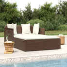 Poly Rattan Ligbed voor Zonnebaden en Eenvoudig Schoon maken - Bruin - Tuinbedden