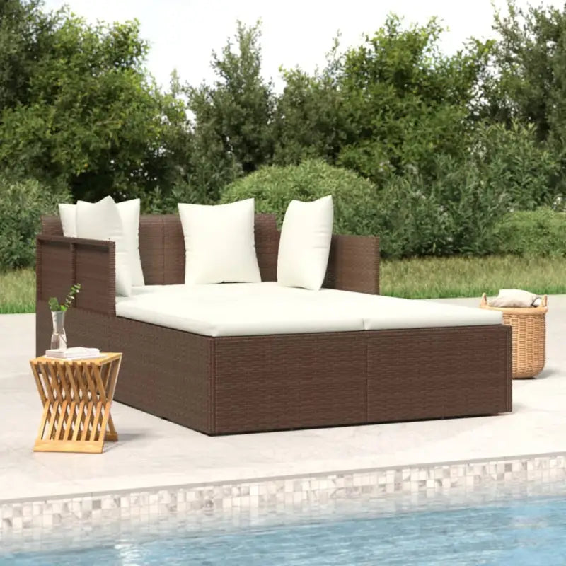 Poly Rattan Ligbed voor Zonnebaden en Eenvoudig Schoon maken - Bruin - Tuinbedden